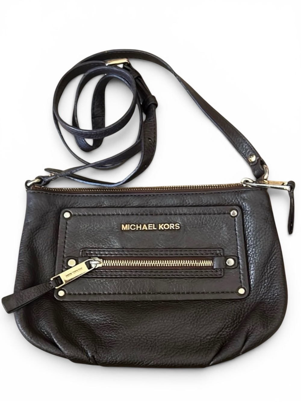 MICHAEL Kors Gilmore Brown Pebble Leather Crossbody Bag